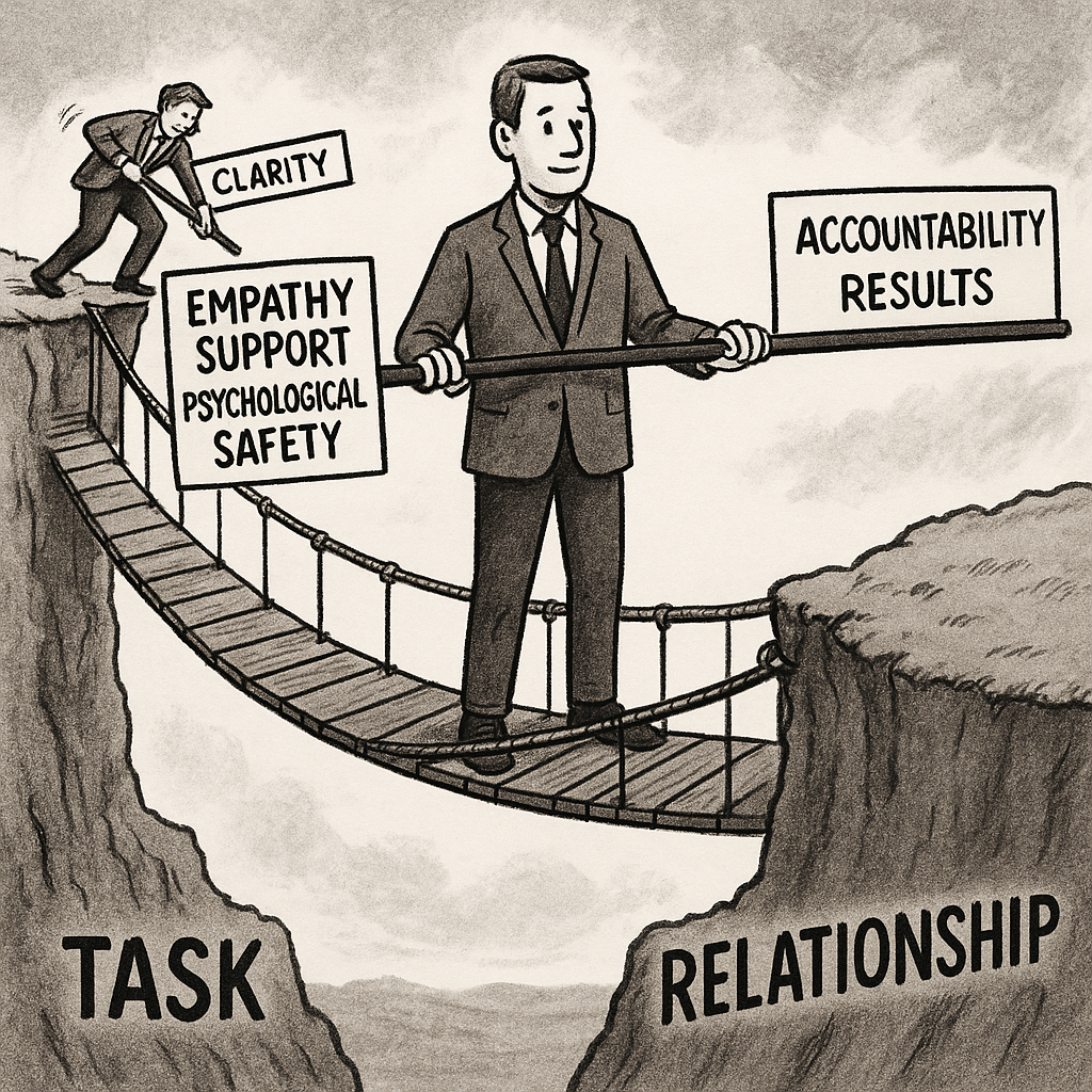 Illustration of the balance between empathy and support, accountability and results